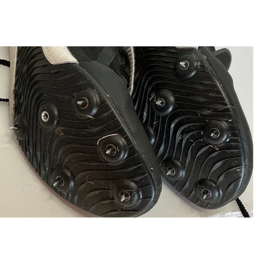 Nike Track and Field Racing Spikes Black Silver Mesh Cleats with Bag and Tool 12